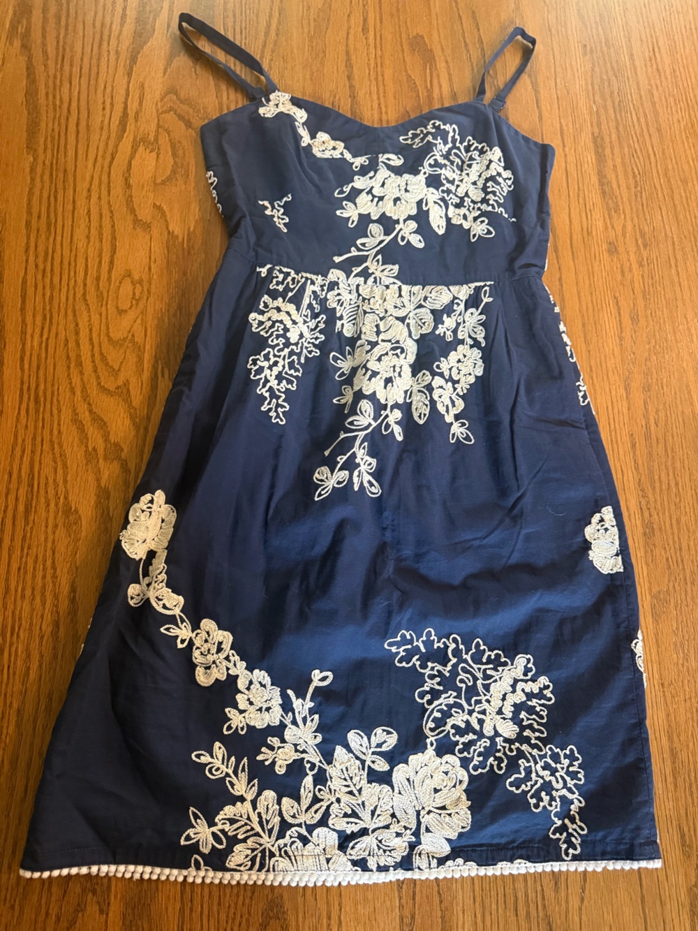 J. Crew Navy and White Floral Embroidered Sundress - Girls